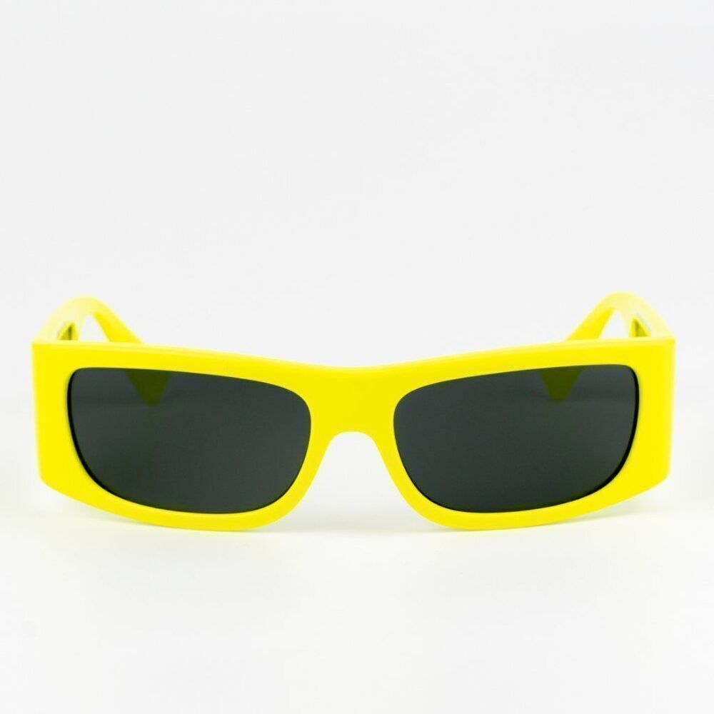 NEW Versace VE4482 544987 Yellow Fluo Dark Grey Rectangular Unisex Sunglasses